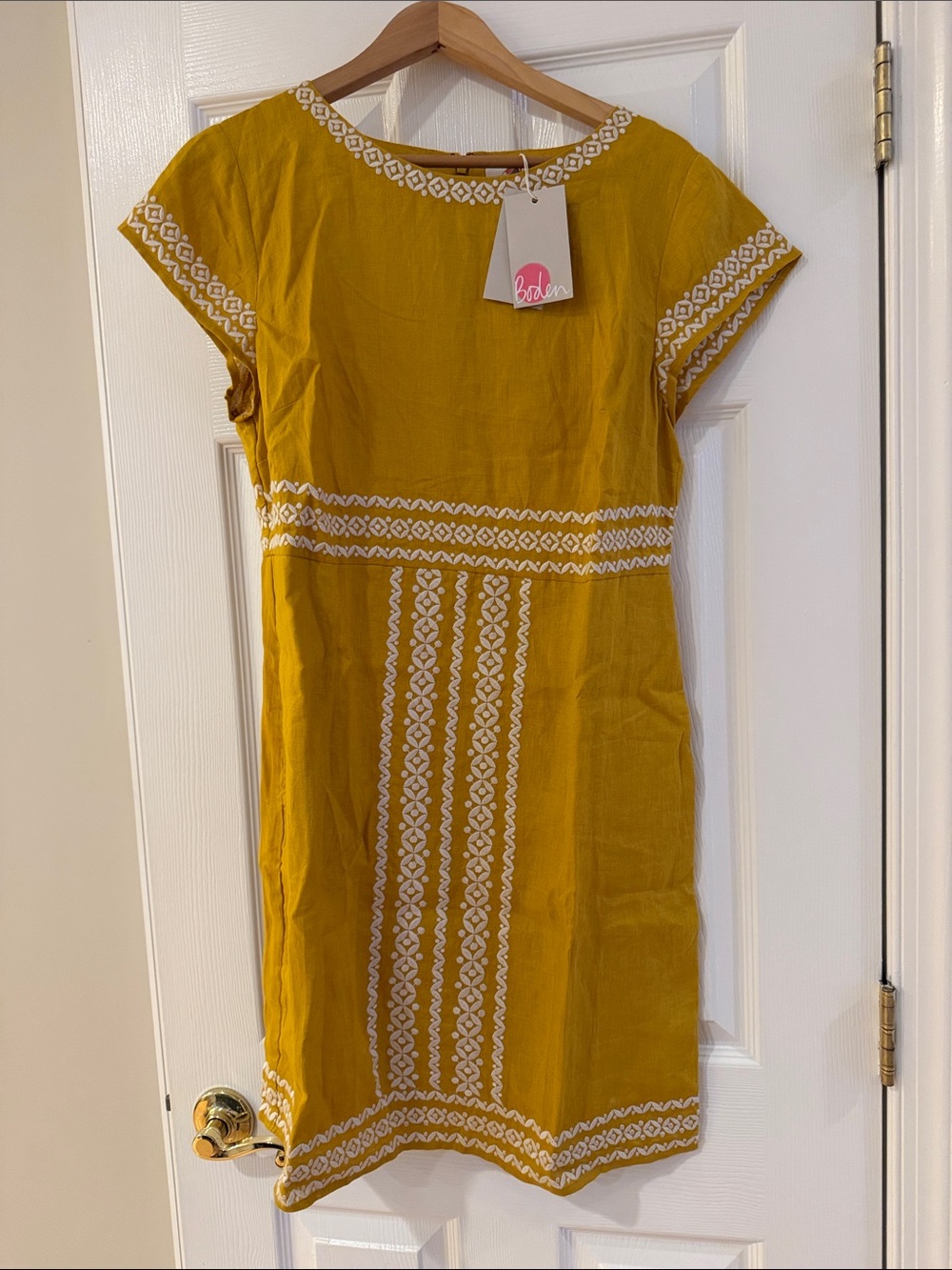 Yellow Boden Embroidered Shift Dress